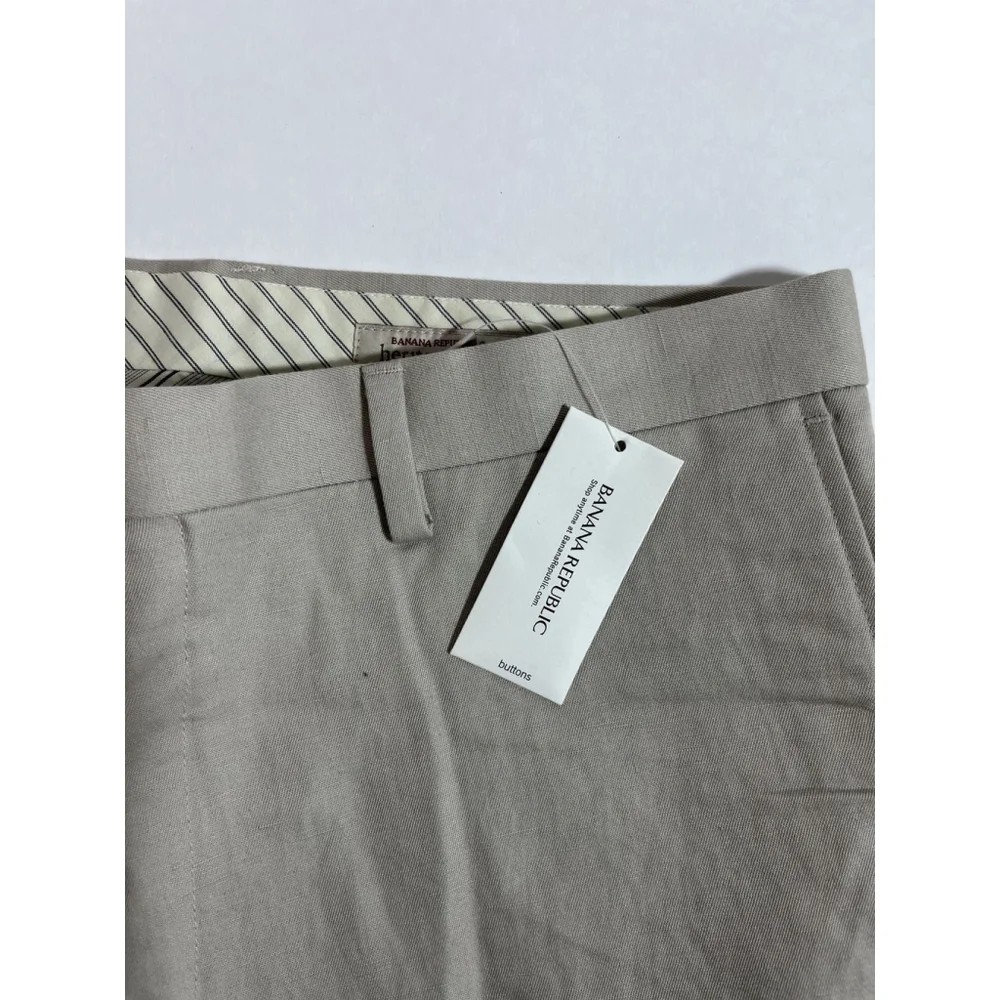 Banana Republic Heritage Pants Mens 33x28 Slim Fit Linen Blend New Hemmed‎